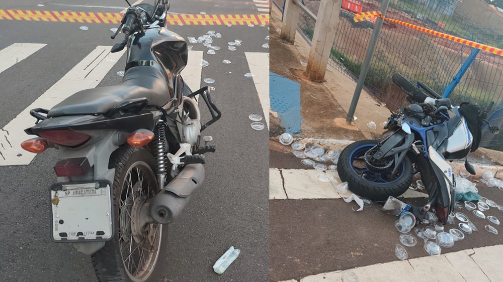 Acidente entre motos deixa 4 pessoas feridas em avenida de Araçatuba