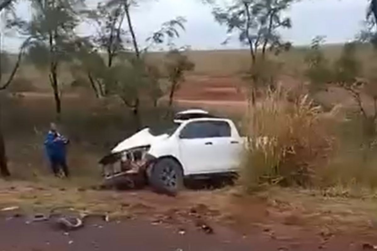 Homem morre após caminhonete bater em anta e colidir com caminhão na BR-262