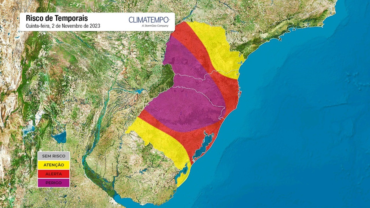 RS tem formação de ciclone extratropical nesta quinta-feira; Defesa Civil alerta para ventos de até 90 km/h