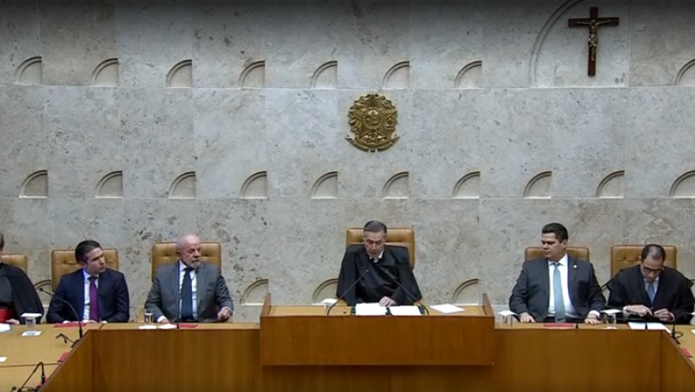 Com Lula e Motta presentes, Edson Fachin toma posse como presidente do STF — Foto: Reprodução
