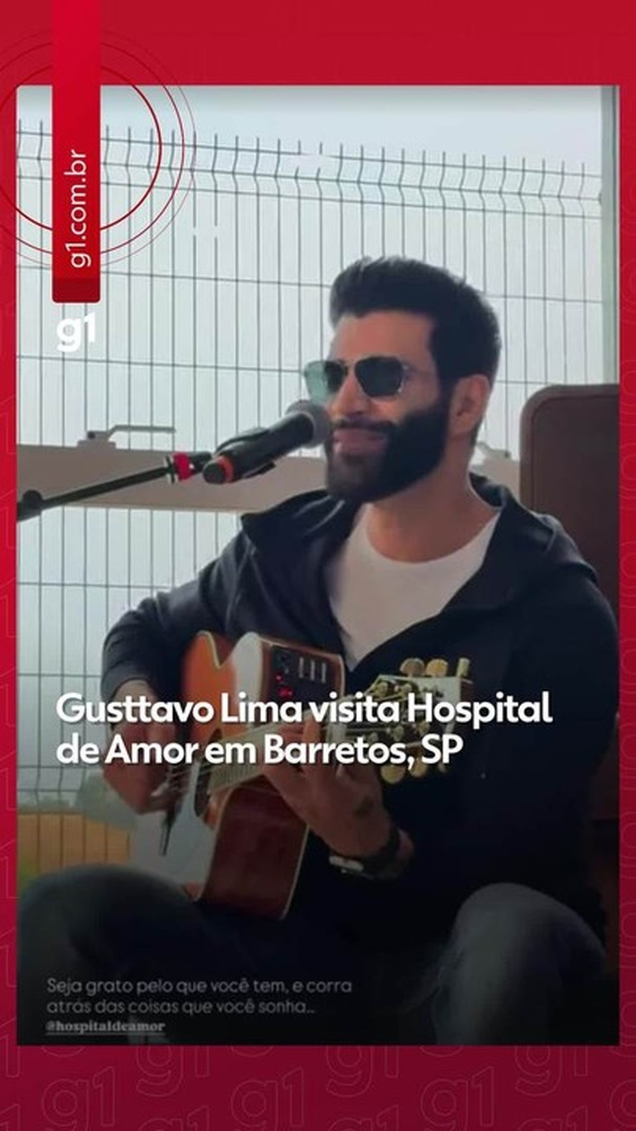 Gusttavo Lima canta para crianças em visita ao Hospital de Amor em Barretos, SP
