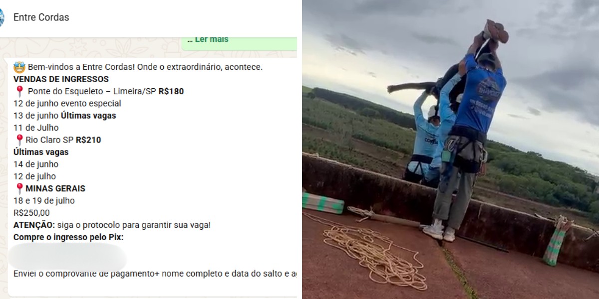 Jovem lançada sem corda em rope jump: empresa cobrava R$ 180 por salto e tinha outras cinco datas anunciadas