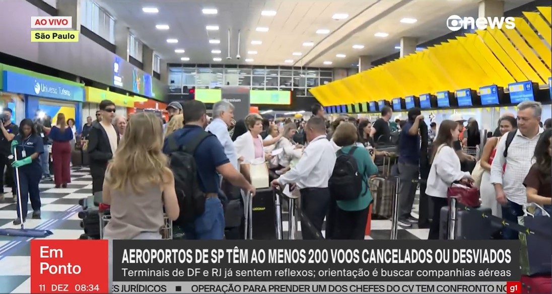 Aeroportos de SP têm mais de 300 voos cancelados após vendaval histórico