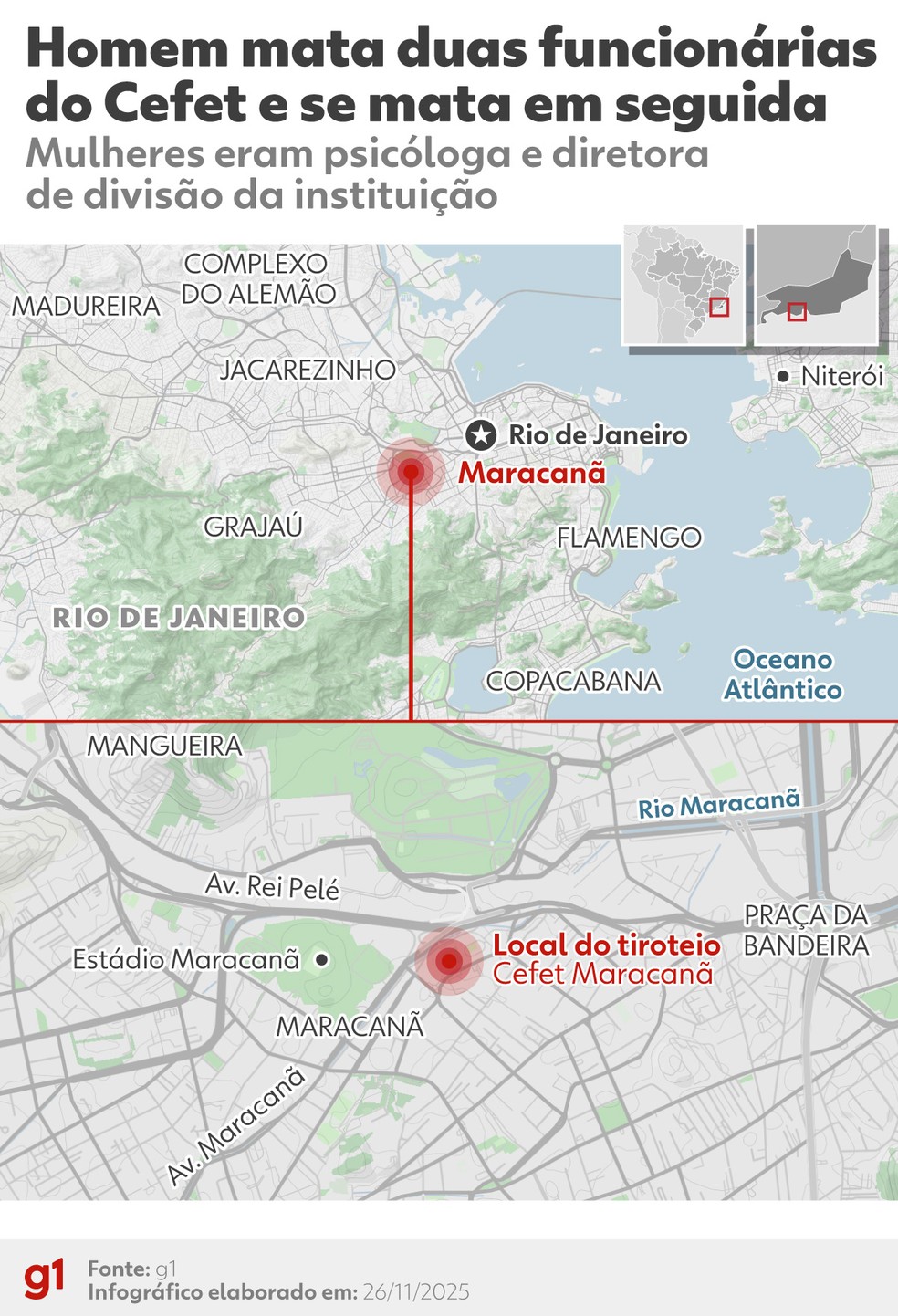 Veja onde foi ataque no Cefet — Foto: Arte g1