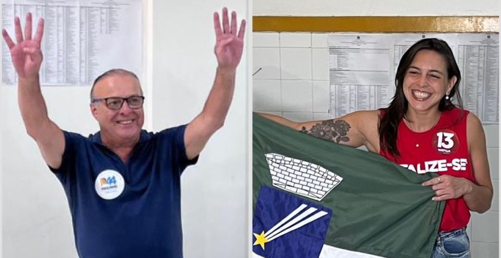 Paulinho Freire, do União Brasil, e Natália Bonavides, do PT, vão disputar o 2º turno em Natal — Foto: Inter TV Cabugi