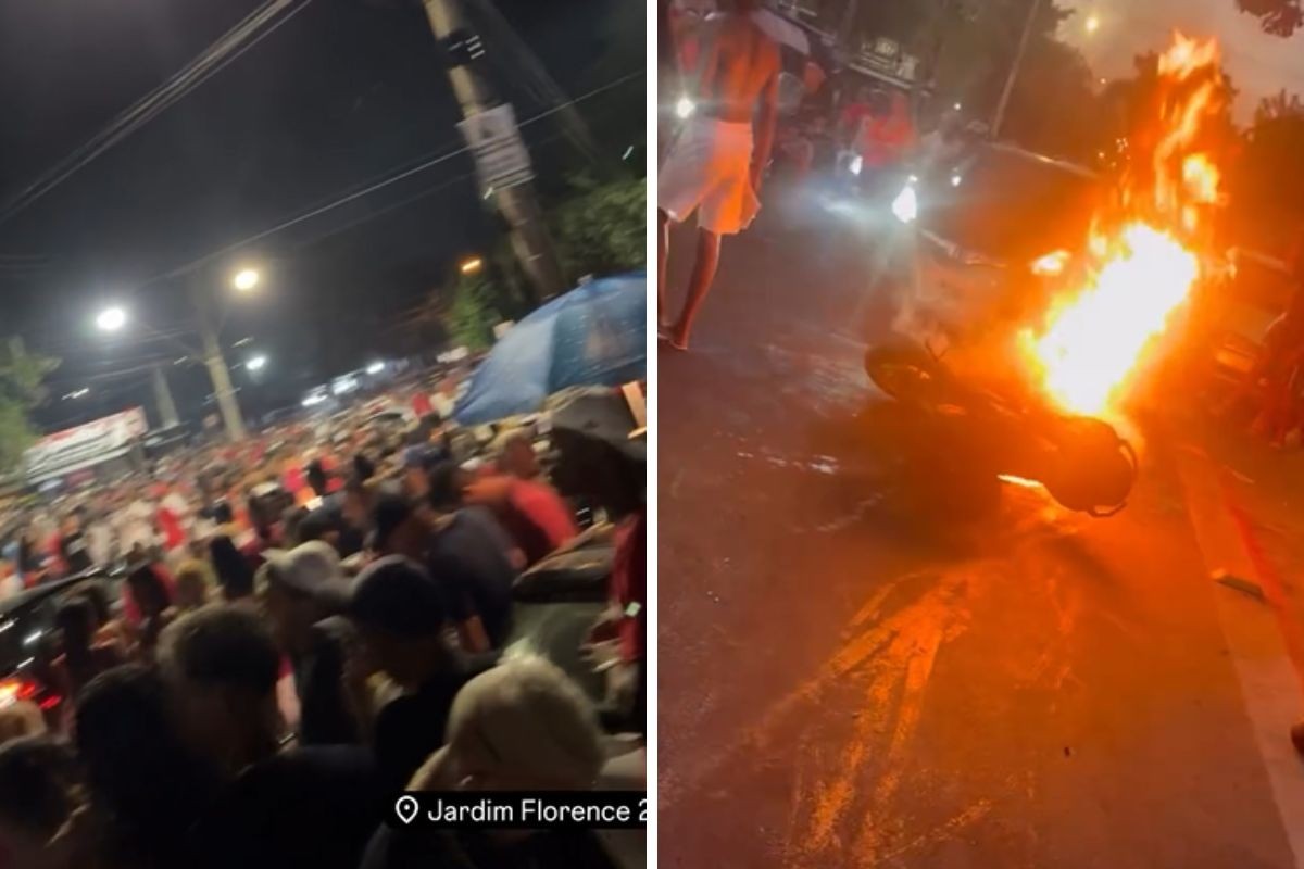 Tumulto em bairro de Campinas registra ataque contra a Guarda, acidente e motos queimadas
