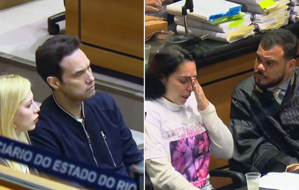 Jairinho e Monique no banco dos réus — Foto: Reprodução/TV Globo