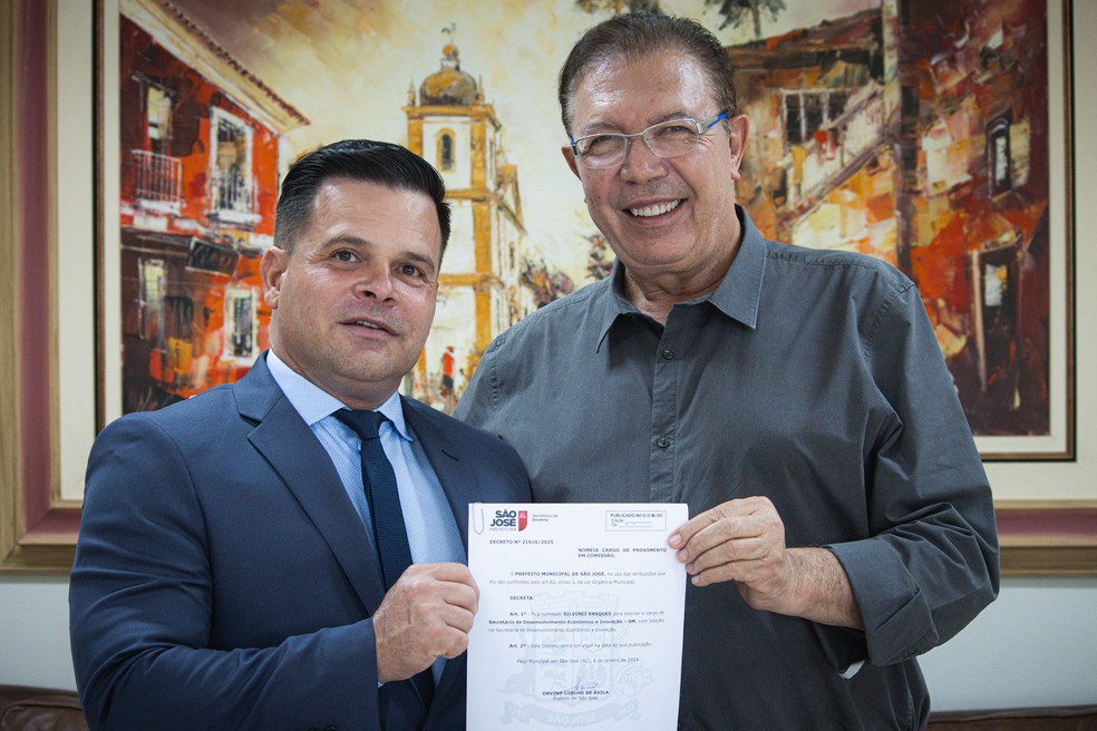 Silvinei Vasques foi nomeado pelo prefeito Orvino Coelho de Ávila (PSD) — Foto: Prefeitura de São José/Divulgação