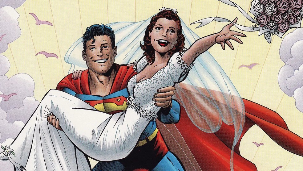 Superman aparece voando com Louis Lane em capa de revista de 1996 — Foto: Reprodução/DC
