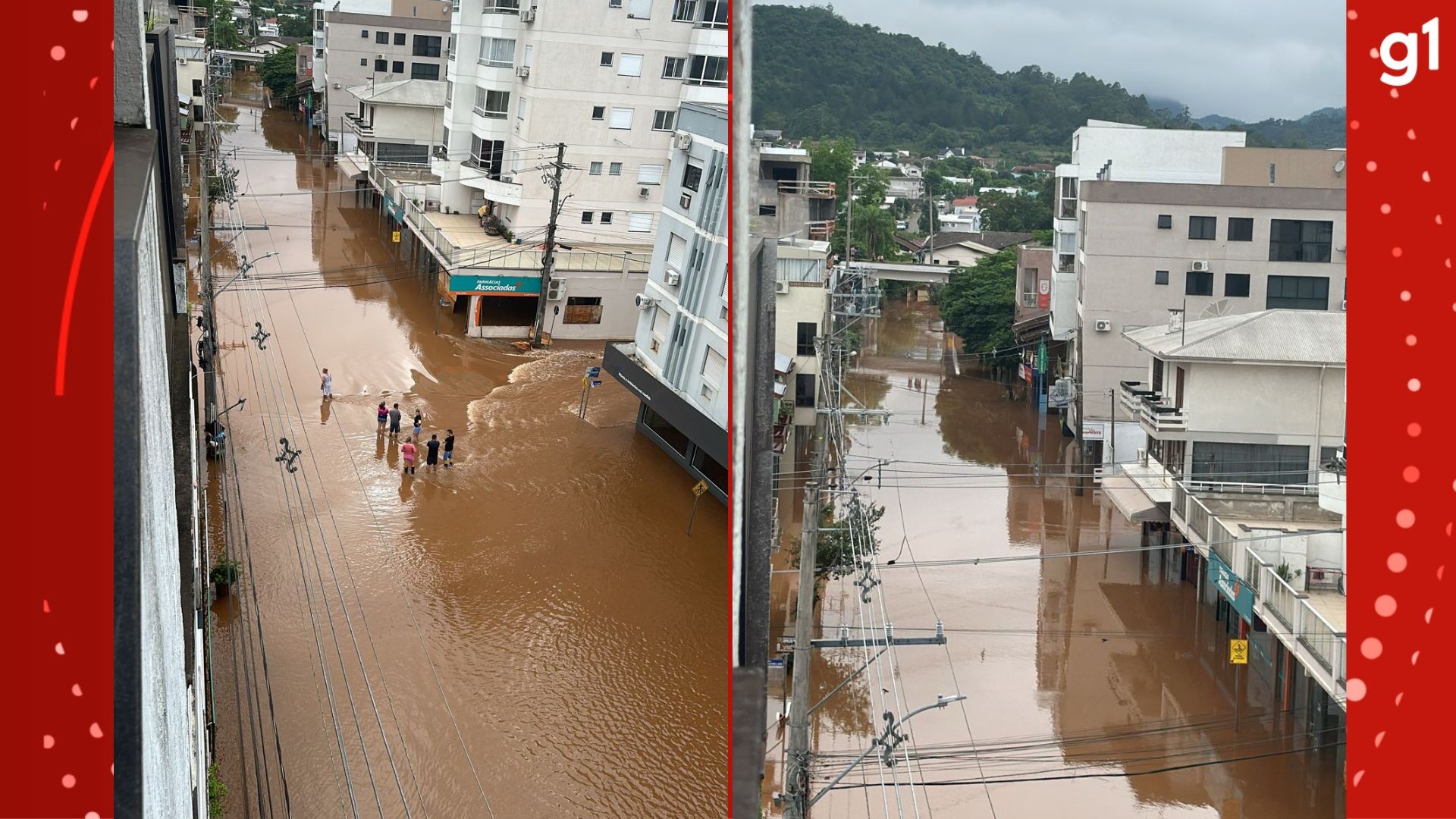 VÍDEO: equipe de resgate é levada pela correnteza e fica presa a poste em Roca Sales