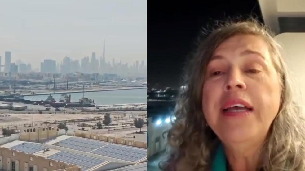 Guia turística gravou vídeo mostrando fumaça em Dubai. — Foto: Cristina Strik/RPC