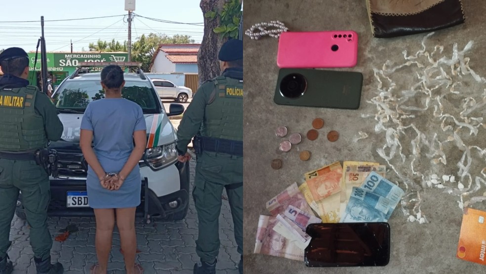 Suspeita foi presa com drogas e dinheiro. — Foto: Divulgação