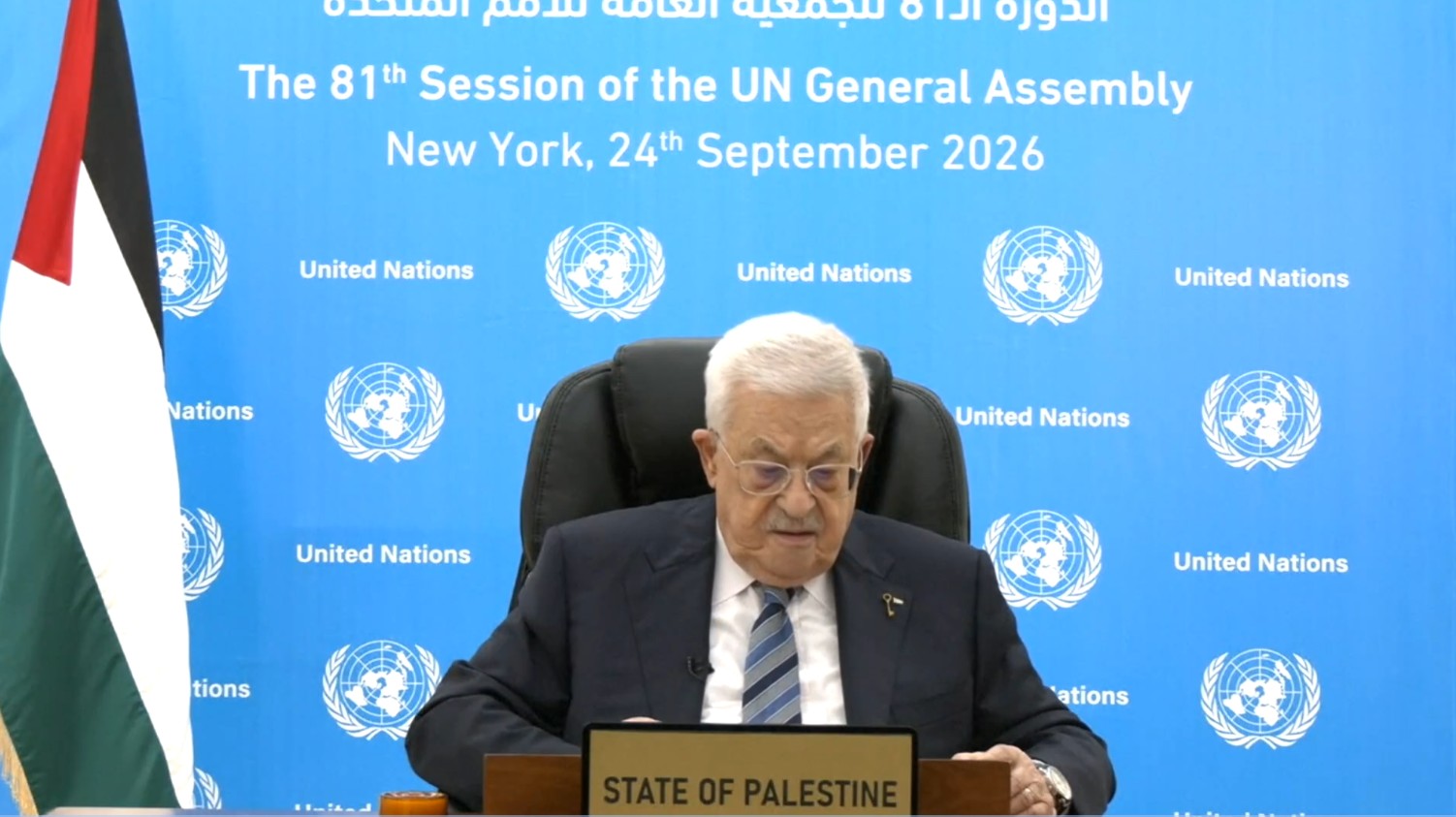 Presidente da Autoridade Palestina discursa na Assembleia Geral da ONU