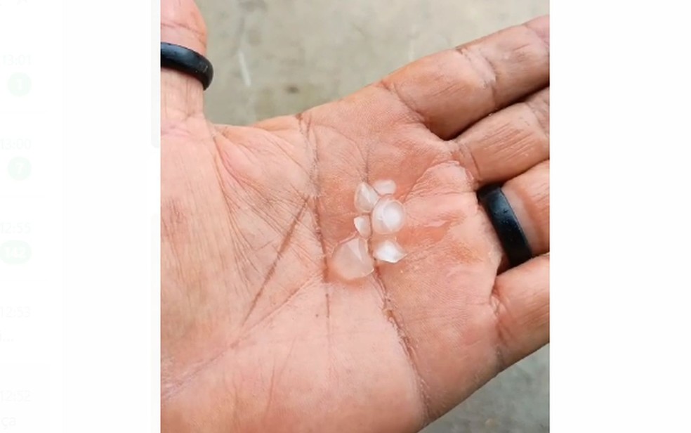 Moradores registram chuva de granizo em Brejo Grande — Foto: Reprodução/ TV Sergipe