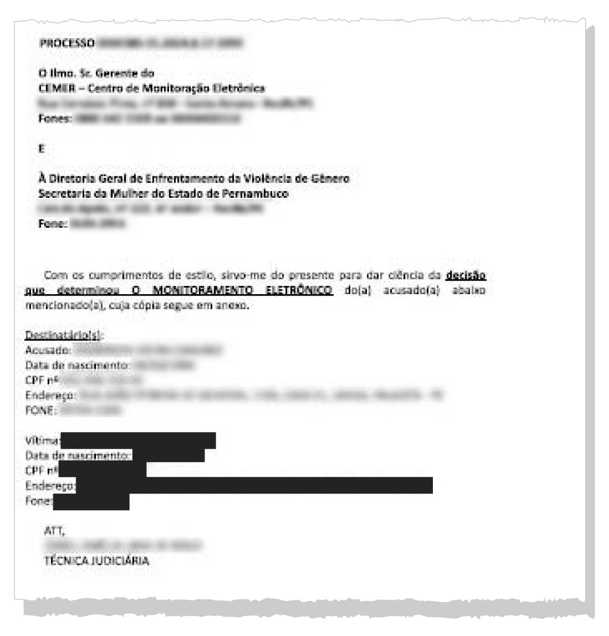 Justiça de Pernambuco expõe endereço de vítima de violência doméstica, e mulher se muda para fugir do agressor