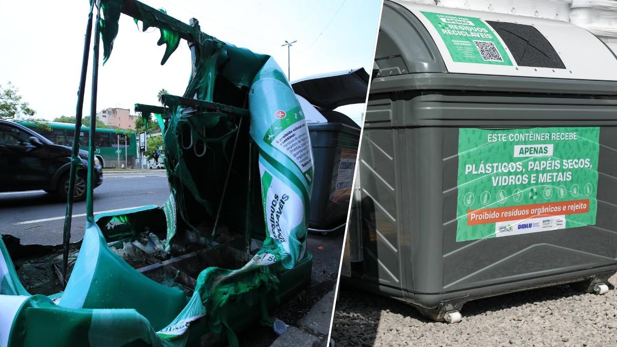Vandalismo faz prefeitura trocar contêineres de plástico por estruturas de metal em bairro boêmio de Porto Alegre
