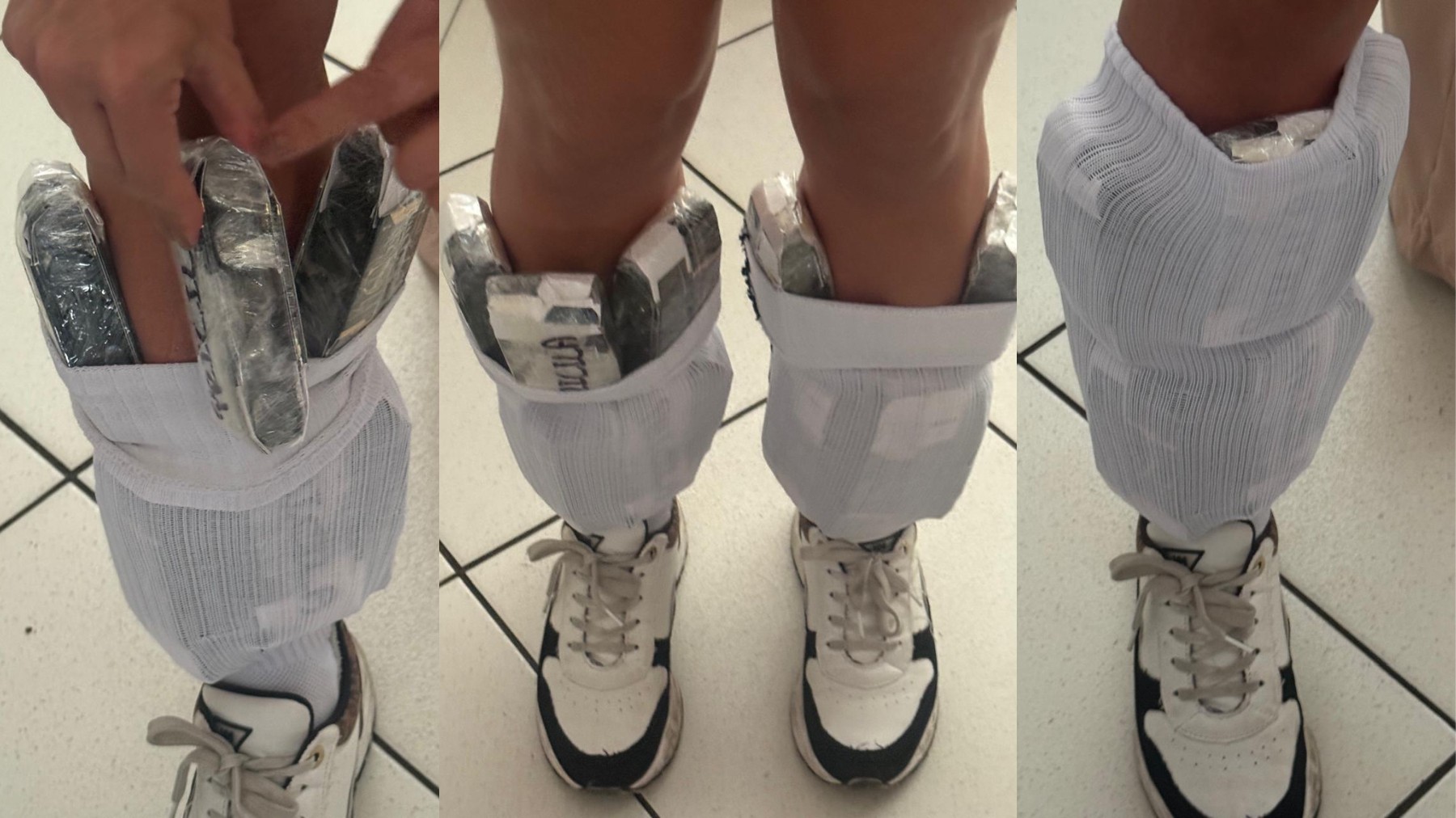 Mulher é flagrada com 76 frascos de anabolizantes presos às pernas na fronteira do Paraná com o Paraguai