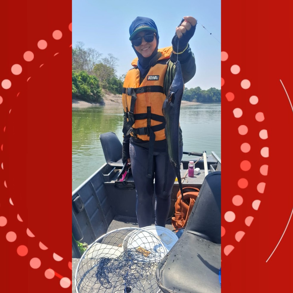 Peixe exótico é pescado em rio de MT — Foto: Arquivo pessoal