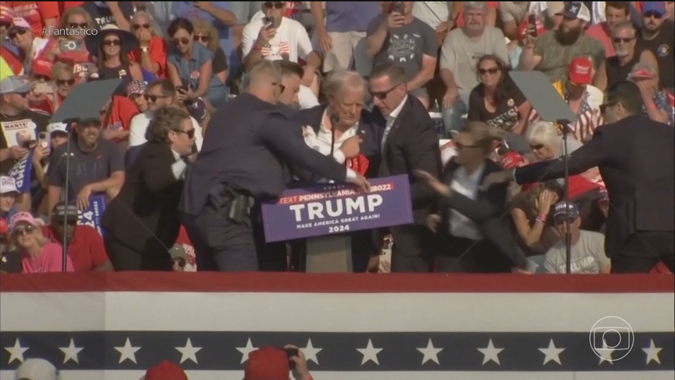 FOTOS atentado contra Trump — Foto: Reprodução/TV Globo