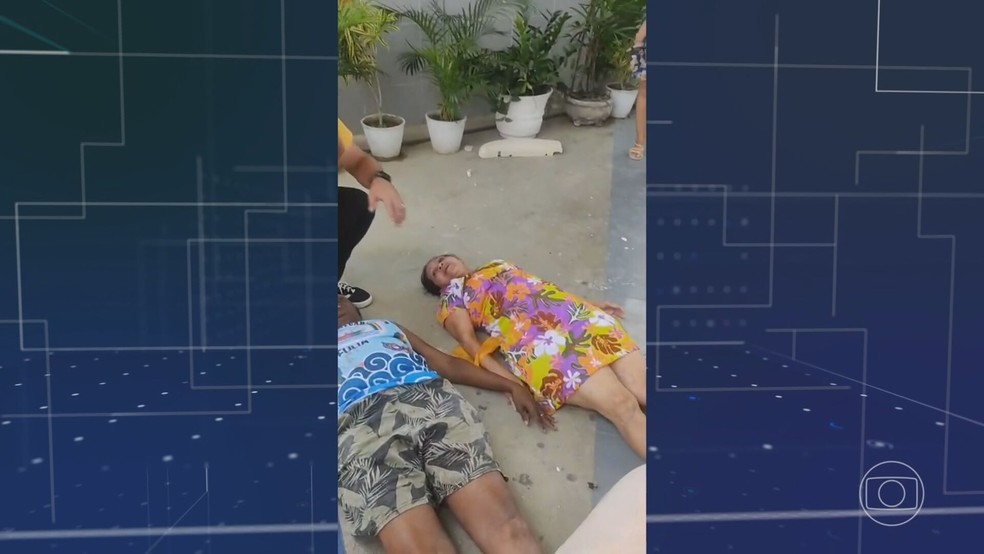 Pessoas feridas após desabamento do teto de santuário no Recife — Foto: Reprodução/TV Globo