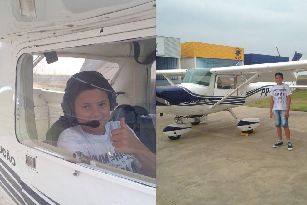 Aos 12 anos, Gabriel ganhou um voo panorâmico de presente de aniversário. — Foto: Cedidas/Gabriel Rocha