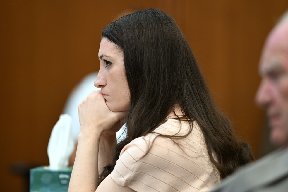 Lindsay Clancy durante seu julgamento por homicídio. — Foto: David L. Ryan/The Boston Globe via AP, Pool