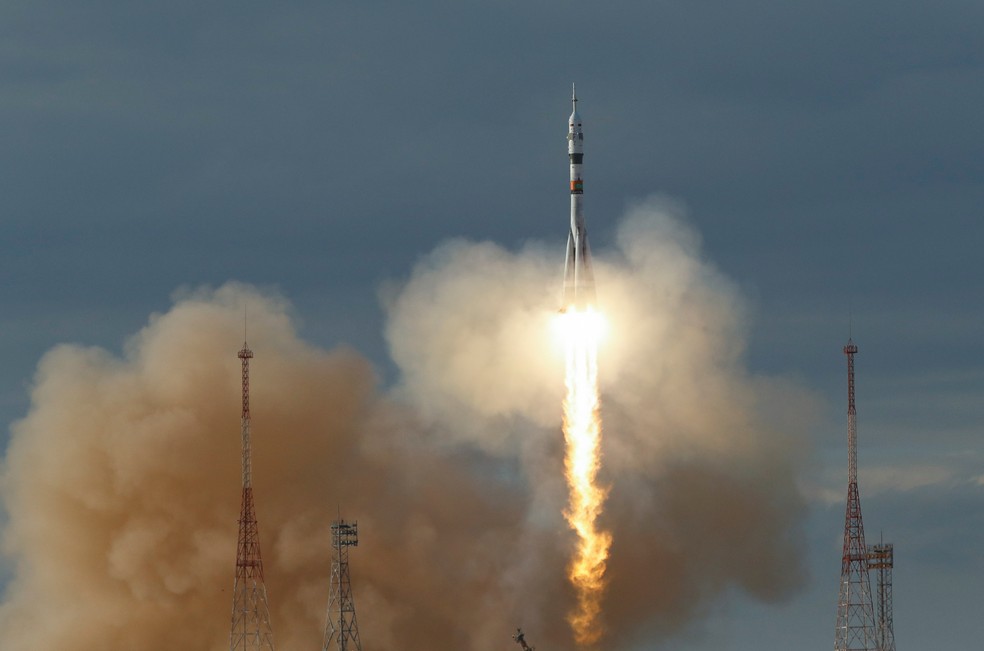Lançamento da nave russa Soyuz MS-25. — Foto: REUTERS/Pavel Mikheyev