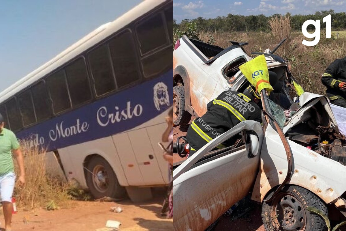 Passageiro de carro morre após bater de frente com ônibus de viagem na MT-473