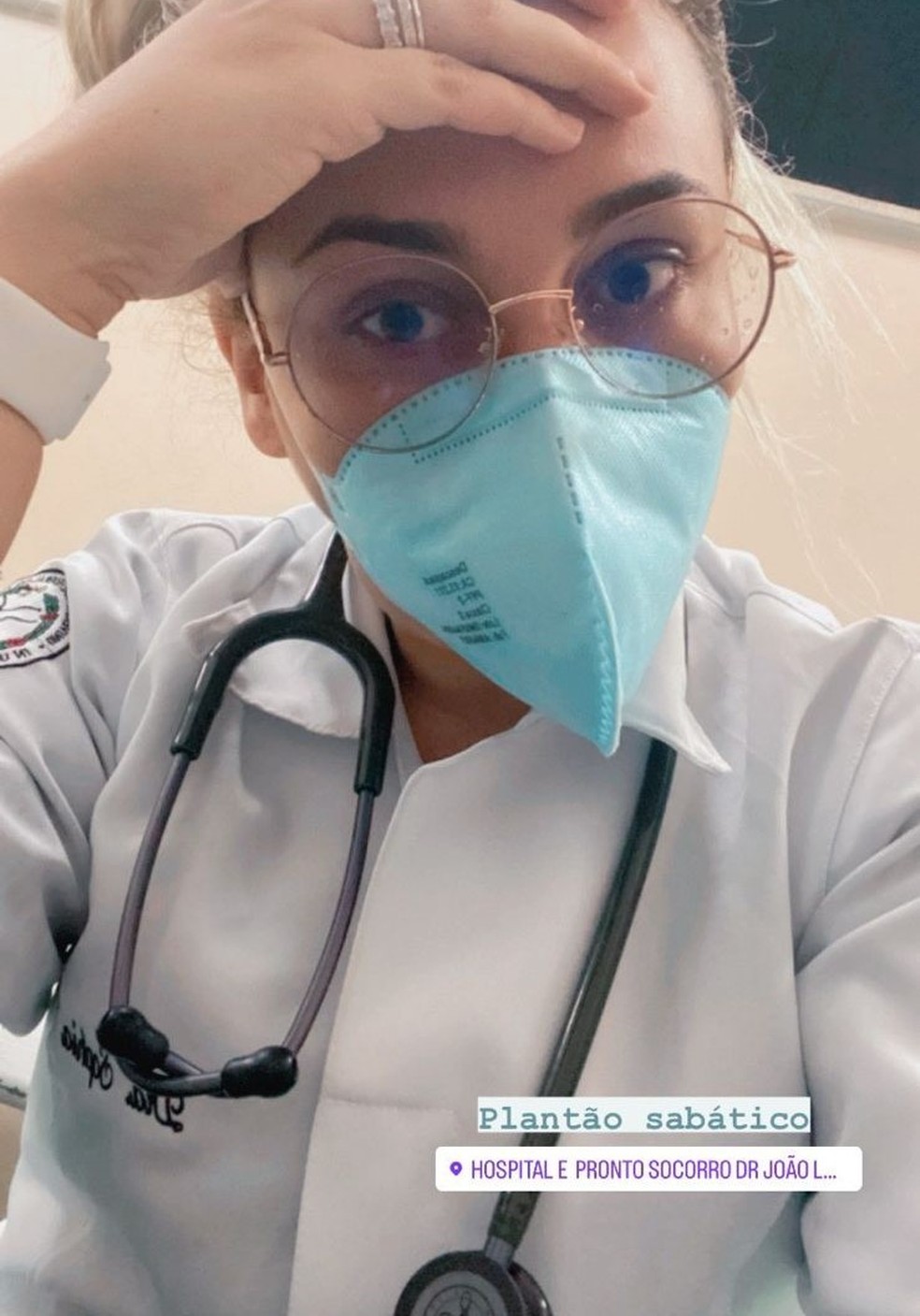 Sophia após suspostamente um plantão em uma unidade de saúde de Manaus — Foto: Reprodução/Redes Sociais