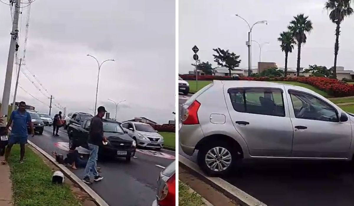 Vazamento de óleo em avenida faz veículo derrapar e motociclista cair em Campinas; VÍDEO 
