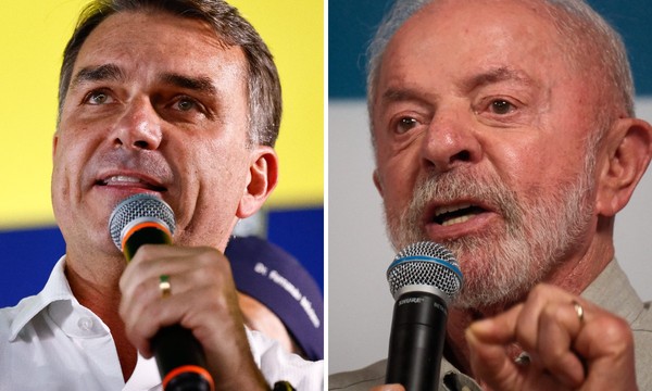 Flávio Bolsonaro (PL) e Lula (PT), que disputam o segundo turno presidencial no dia 25 de outubro. — Foto: Wilton Junior/Estadão Conteúdo e Diego Herculano/Reuters