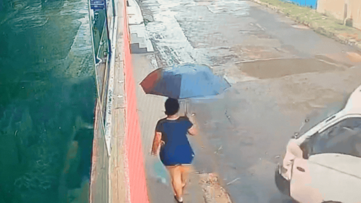 VÍDEO: mulher escapa por pouco de caminhão desgovernado no DF