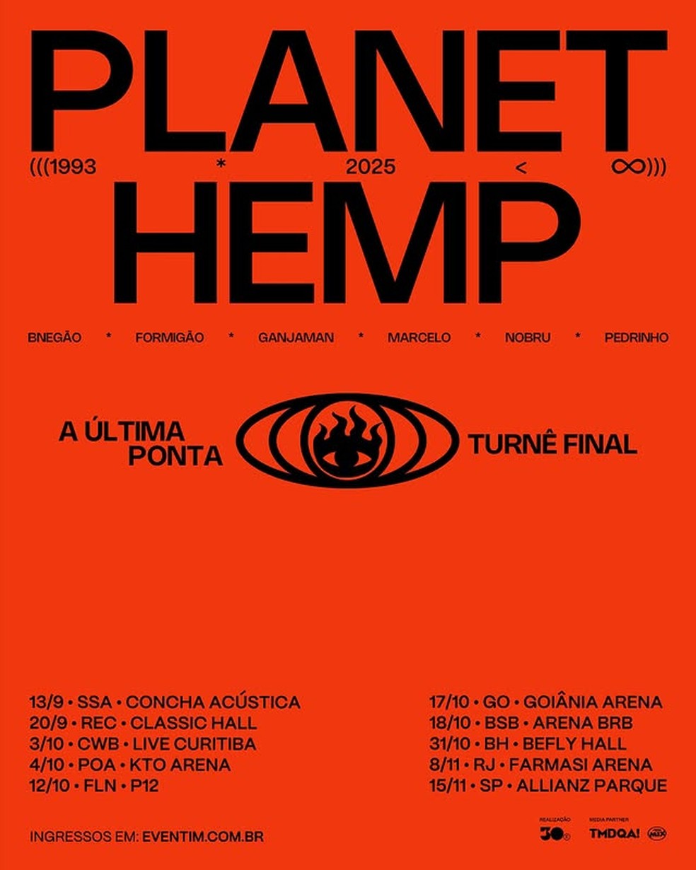 Planet Hemp anuncia turnê de despedida: "A última ponta" — Foto: Reprodução/Instagram