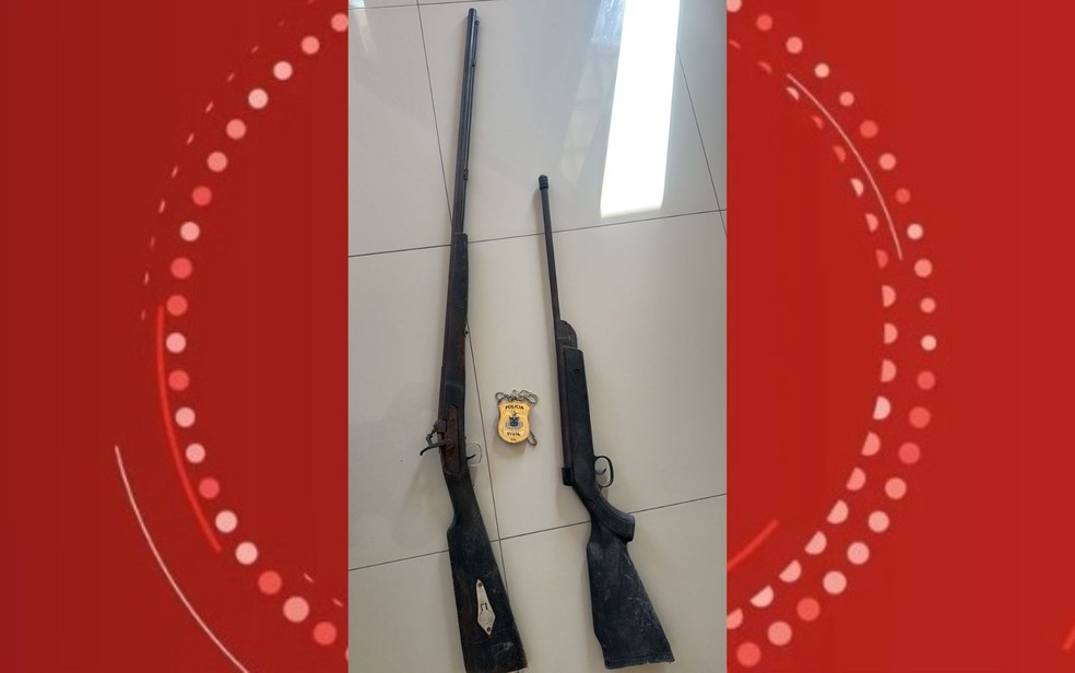 Polícia encontrou armas artesanais na casa do suspeito. — Foto: Divulgação/NEAM
