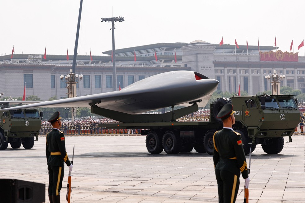 Drone exibido durante desfile militar na China — Foto: REUTERS/Tingshu Wang