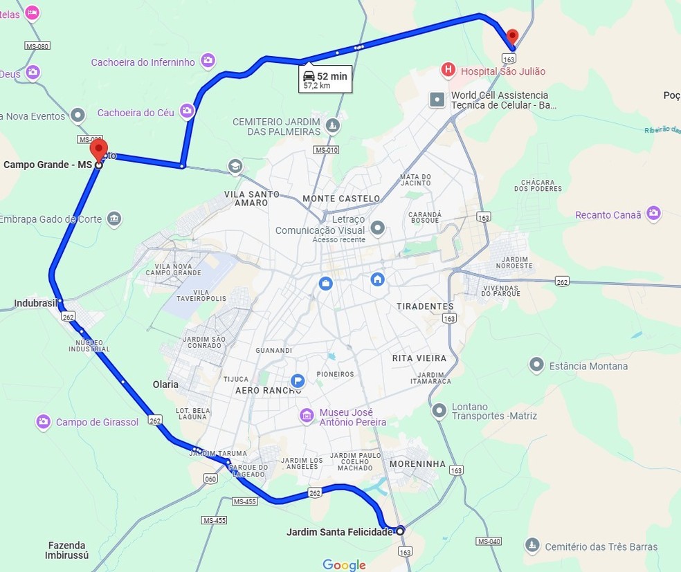 Rota alternativa acrescenta cerca de 27 km ao trajeto. — Foto: Divulgação PRF