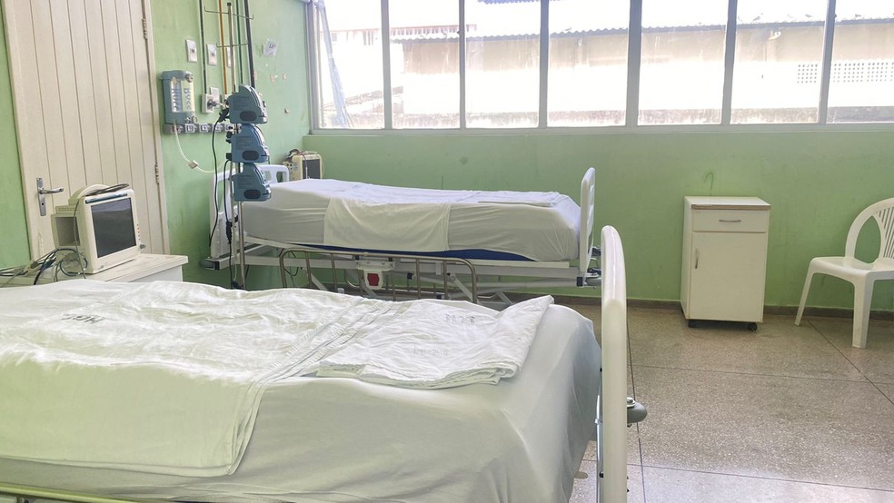 Leitos Covid vazios no Hospital Giselda Trigueiro, em Natal — Foto: Francielly Medeiros/Inter TV Cabugi