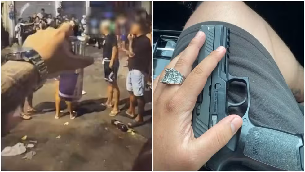 PM e amigo são presos com armas e drogas após participar de festa promovida por grupo criminoso, em Fortaleza (CE) — Foto: Reprodução