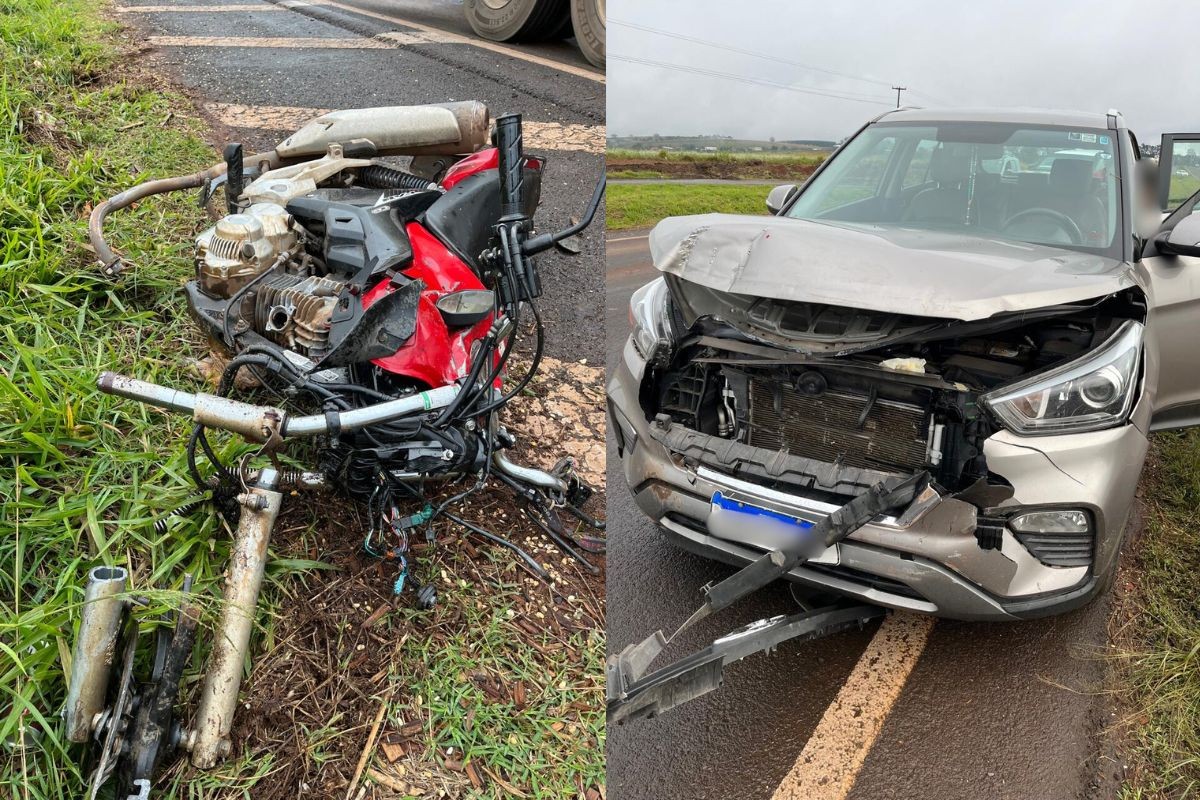 Mulher sobrevive após cair de moto e ser atropelada por dois carros em rodovia do Paraná