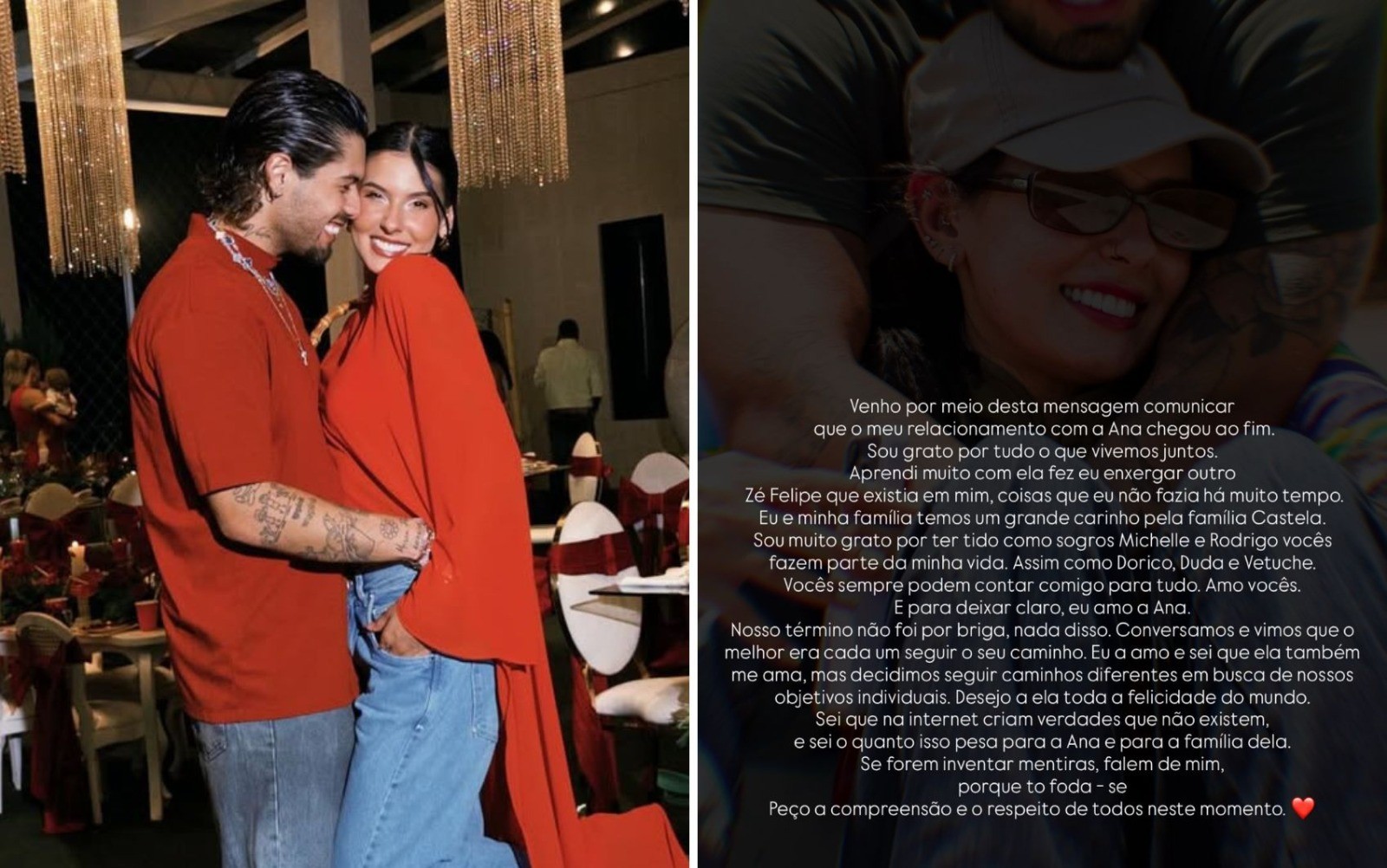 Zé Felipe anuncia fim de relacionamento com Ana Castela