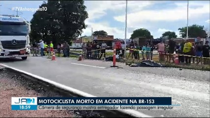 Imagens mostram que motociclista morto na BR-153 fez manobra irregular; saiba mais