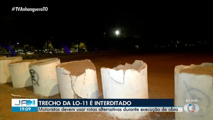 Trecho da avenida LO-11 em Palmas é interditado