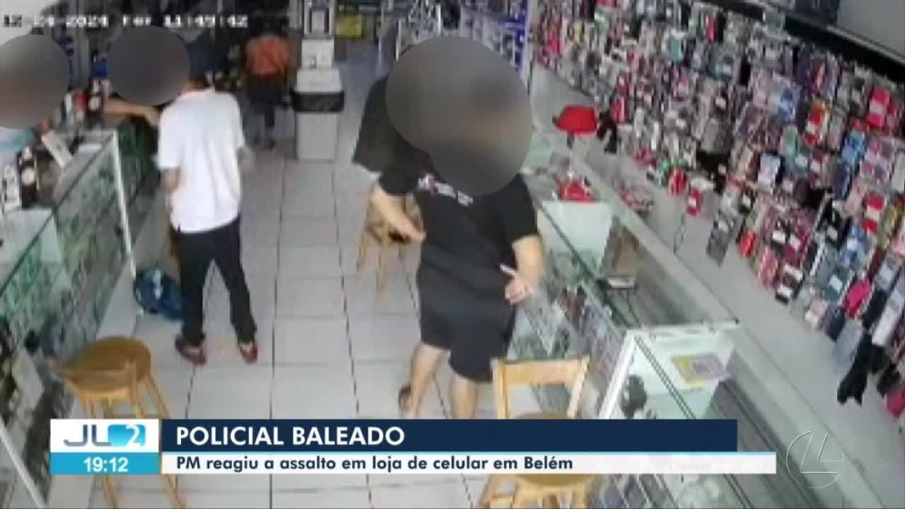 Câmera flagra reação de policial da Rotam a assalto dentro de loja que terminou em tiroteio em Belém