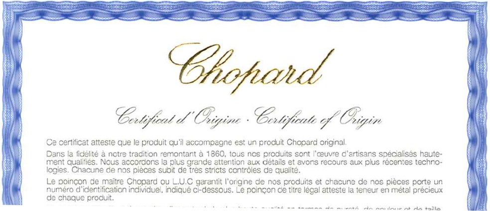 Certificado de autenticidade de joia Chopard encontrado em troca de e-mails de Mauro Cid — Foto: Reprodução