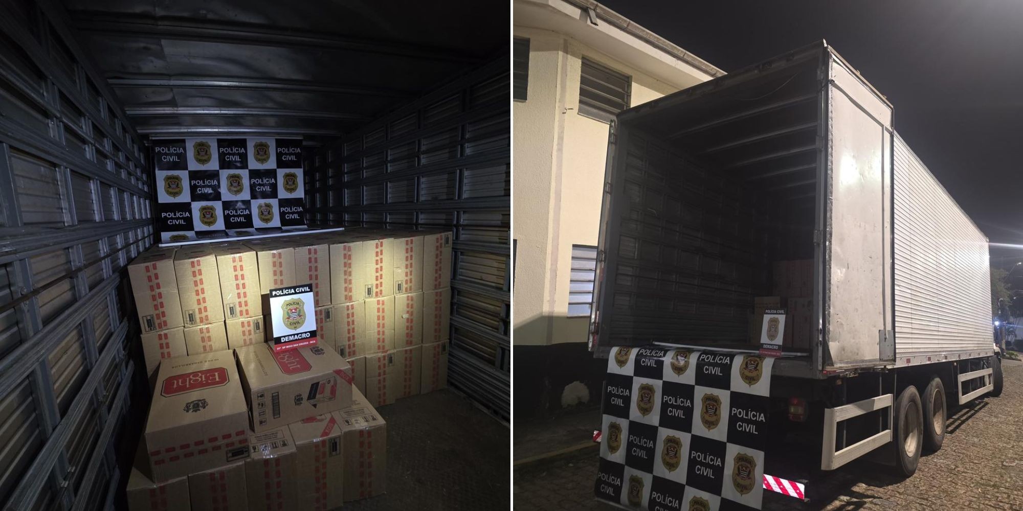 Polícia apreende 2,5 milhões de cigarros contrabandeados em caminhão em Mogi das Cruzes