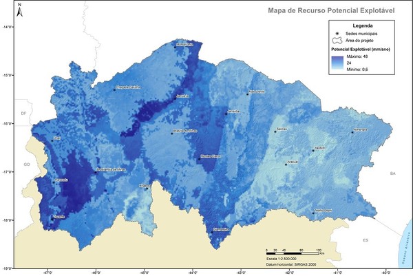 Mapa de distribuição espacial de CE (µS/cm) das águas subterrâneas de