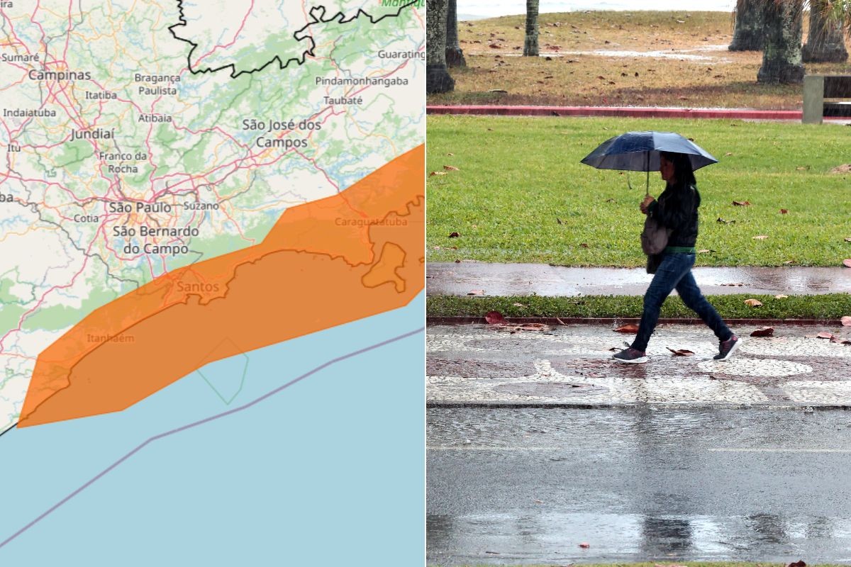 Inmet emite alerta laranja para acumulado de chuva no litoral de SP
