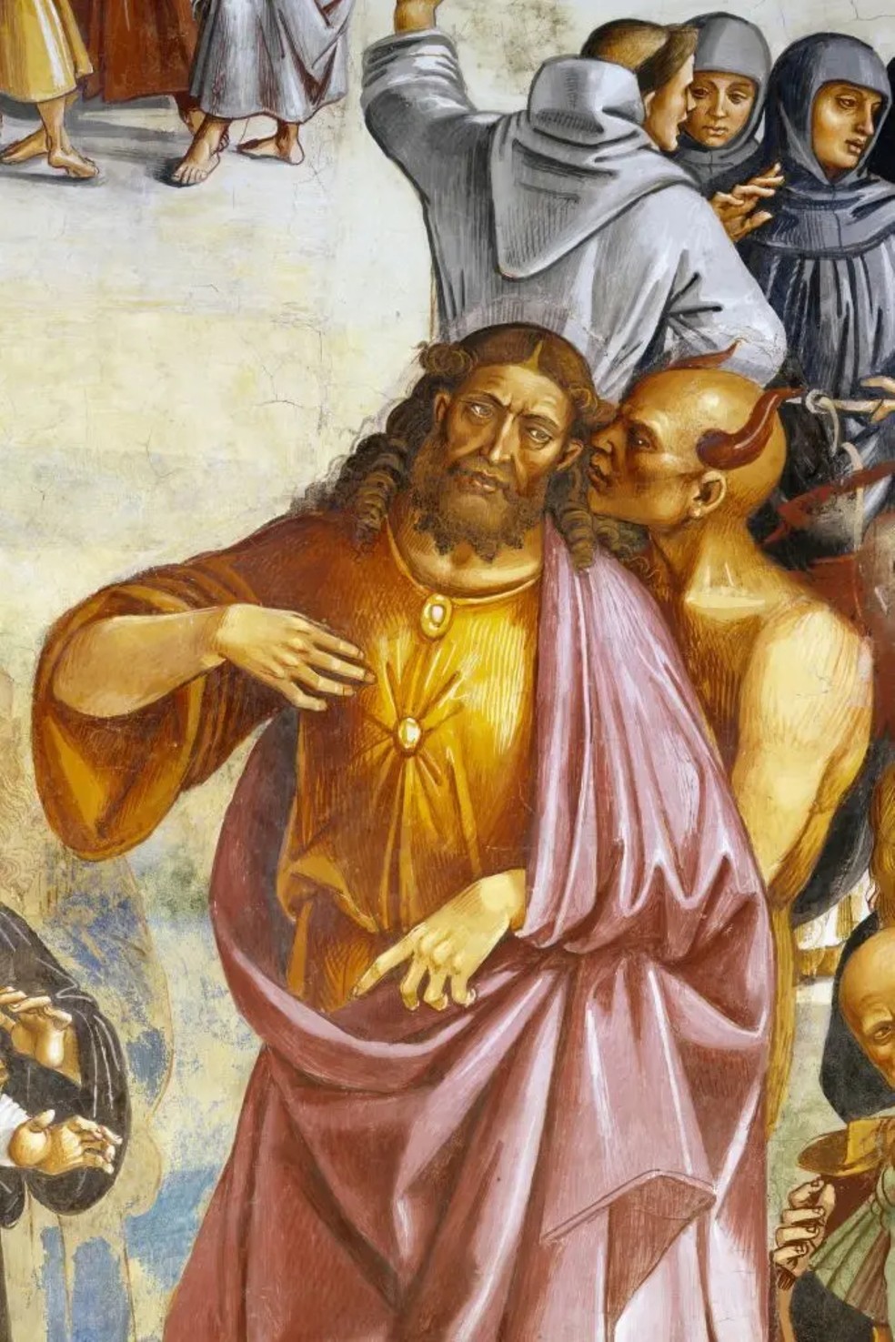 Satã, ilustrado manipulando sua marionete, o Anticristo, para iludir as pessoas inocentes a venerá-lo no lugar de Jesus — Foto: DeAgostini/Getty Images