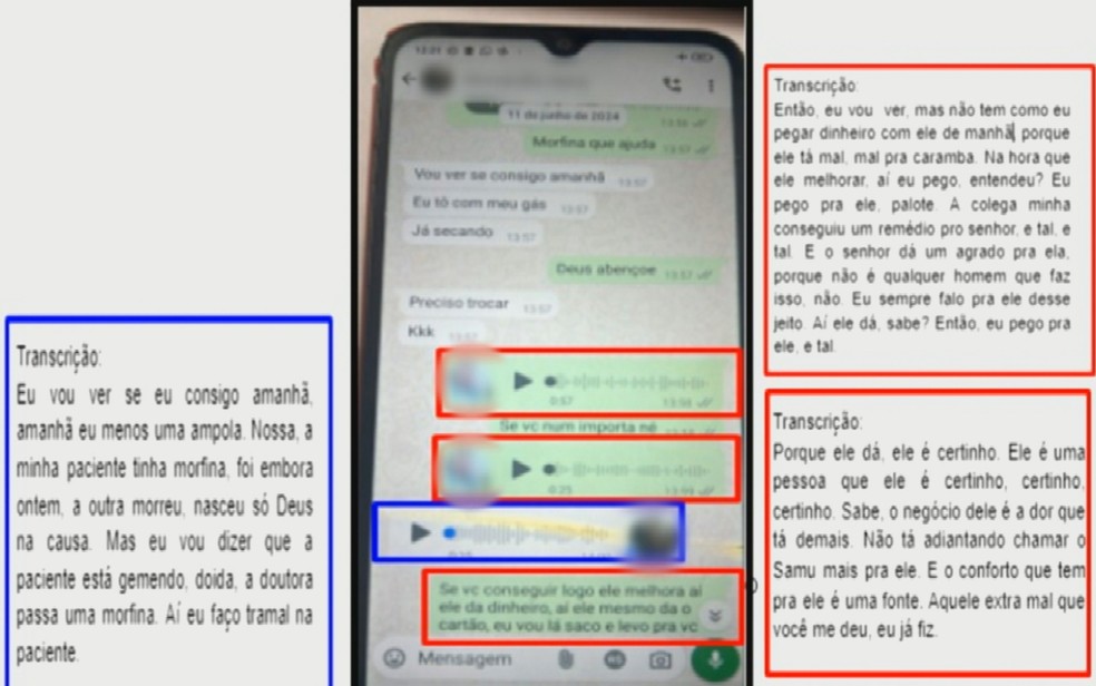Prints mostram conversa entre vítima e suspeita de desviar medicamentos em hospital de Trindade, Goiás — Foto: Reprodução/TV Anhanguera