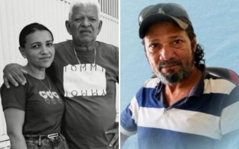 Lourival e Pedrina (à esquerda); Antônio (à direita). Vítimas do acidente na GO-230, em Goiás — Foto: Reprodução/TV Anhanguera e Arquivo/Virginia Castro